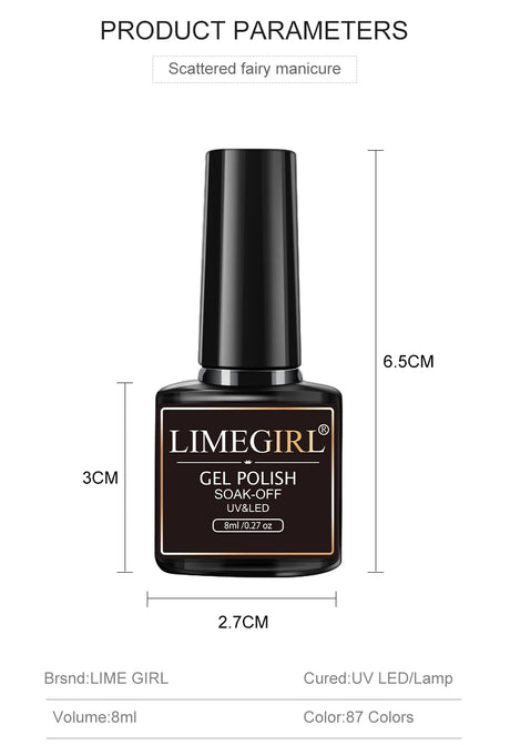 Limegirl Gel Nail Polish Set 60Colors Semi Permanent UV Led Gel Varnish Soak Off Nail Lacquers Base Top Coat