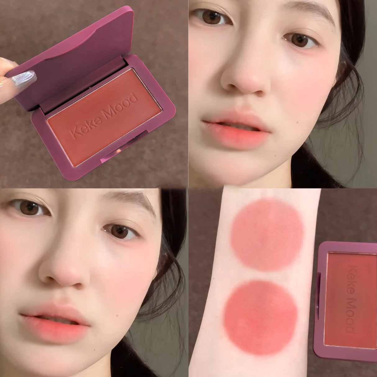 Monochrome Matte Blusher Palette Soft Silky Cheek Natural Facial Blush Rouge Plate Lasting Nude Low Saturation Powder Blush Disk