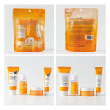 4pcs Vitamin C Skin Care Sets Face Cream Facial Cleanser Essence Spf 50+ VC Sunscreen Moisturizing Refresh Face Care Travel Suit