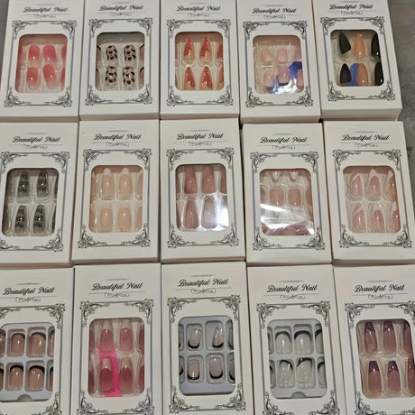 48 Pieces/96 Pieces Random Styles Press On Nails, Mixed False Nails With Various Fashion Shapes Random Delivery, Suitable For Women And Nail Art, Glamorous Painted False Nails, Must-Have For Manicure
