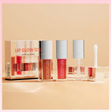 Crystal Jelly Moisturizing Lip Oil Set Plumping Lip Gloss Makeup Sexy Plump Lip Glow Oil Tinted Lip Plumper Set