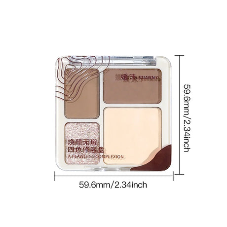 The four-color highlighter contour palette is matte and long-lasting, brightening three-dimensional contours