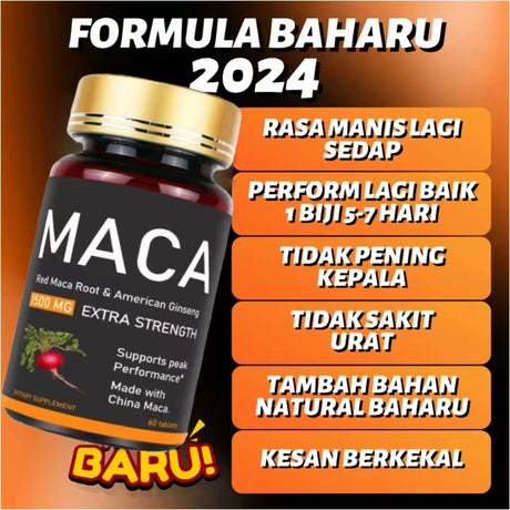 American Maca+Ginseng Capsule 60 Tablets 100% Pure Non-GMo Supports Reproductive Health Natural Energizer