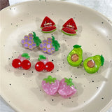 2Pcs/Lot Summer Style Women Hair Accessories New Mini Fruit Gripper Cute Strawberry Watermelon Imitation Fruit Shaped Hair Clips