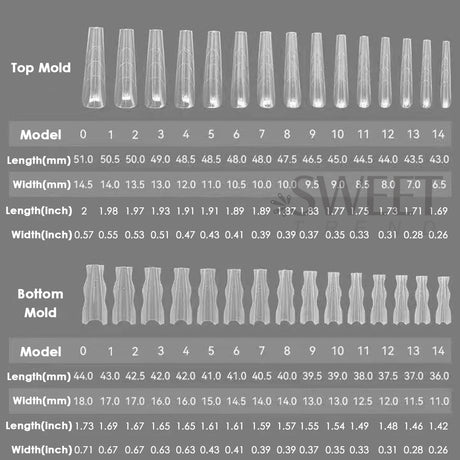 180pcs New Sandwich Nail Extension Mold Interlayer Dual Nail Forms Easy To Shape Oval/Coffin Mixed 15 Size Prolong Tool Manicure