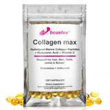 Bcuelov Collagen Max Hydrolyzed Marine Collagen Peptides Hyaluronic Acid + Vitamin C Supports Hair, Skin, Nails, Joints & Bones