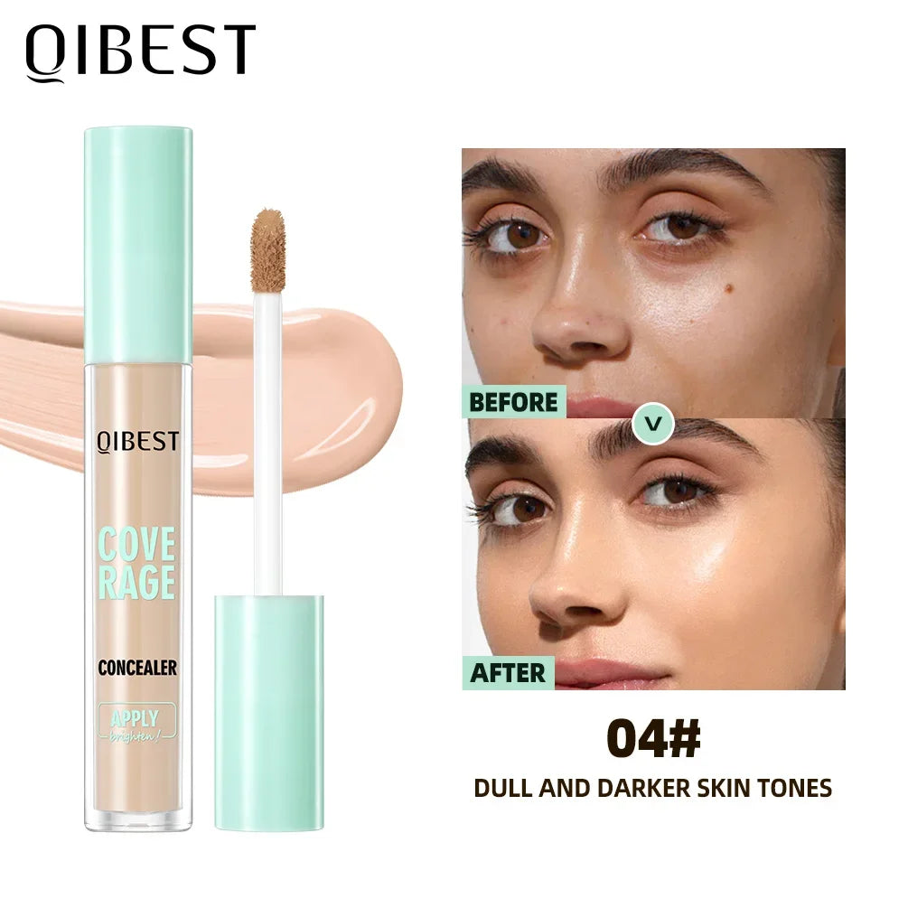 QIBEST 3D Full Coverage Concealer Long Lasting Liquid Concealer For Dark Circles Natural Finish Seamless Blend Under Eye Makeup