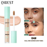 QIBEST 3D Full Coverage Concealer Long Lasting Liquid Concealer For Dark Circles Natural Finish Seamless Blend Under Eye Makeup
