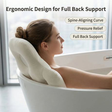 Bath Pillow Comfortable Cushion Spa Bathing Pad Bathtub Cushion Non-Slip Waterproof Neck & Back Relax Bathroom Supply