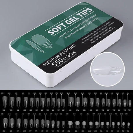 550pcs Soft Gel Nail Tips Medium Short Almond Coffin Full Cover Matte Extension Tool Acrylic Press on Nail French Manicure Decor
