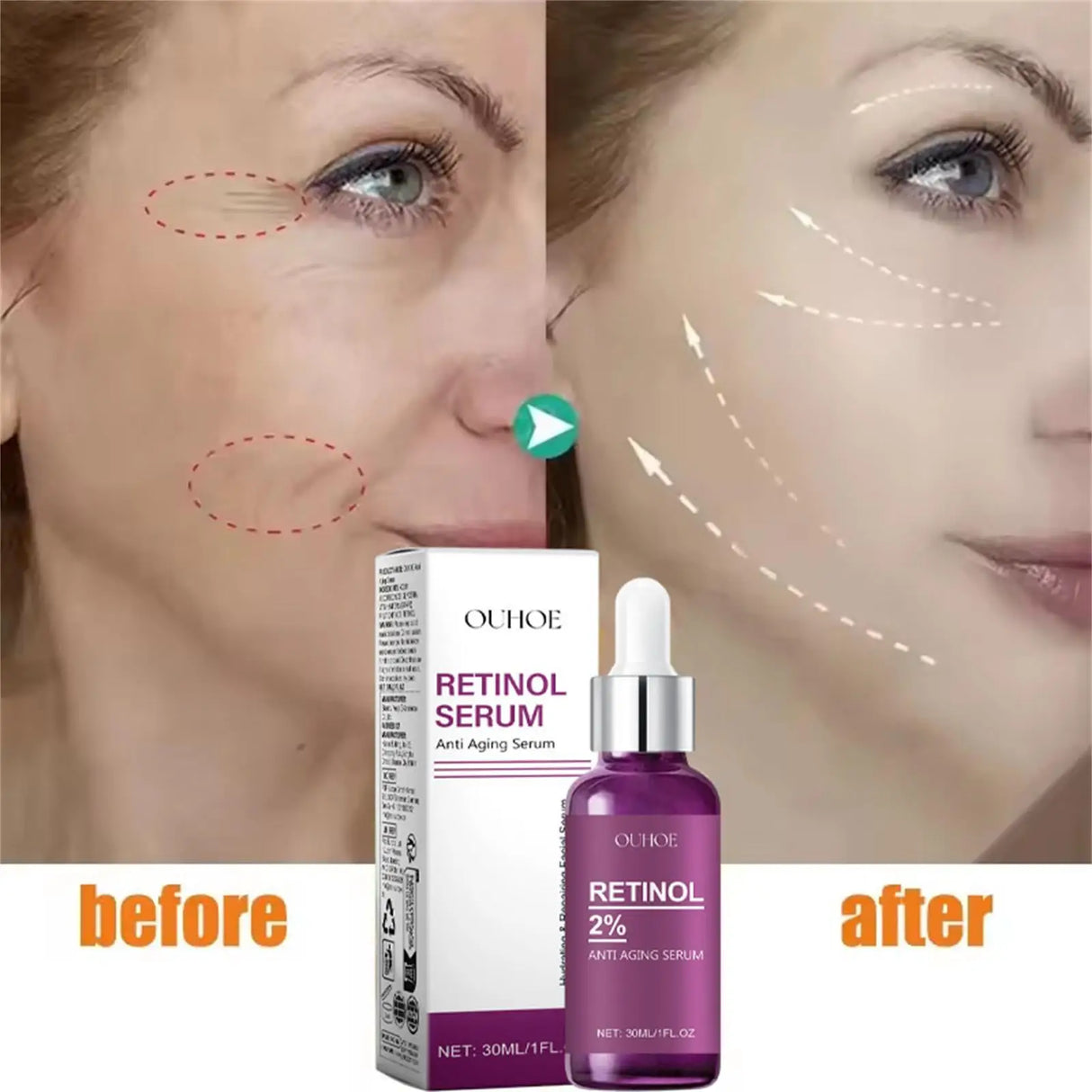 Instant Wrinkle Remover Face Serum Lifting Firming Fade Fine Lines Anti-aging Essence Whitening Brighten Nourish Skin Care