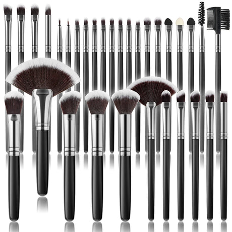 32Pc Makeup Brush Set Cosmetic Tools for Powder Eye Shadow Foundation Blush Blending Beauty Makeup Brush Kit for Makeup Starters
