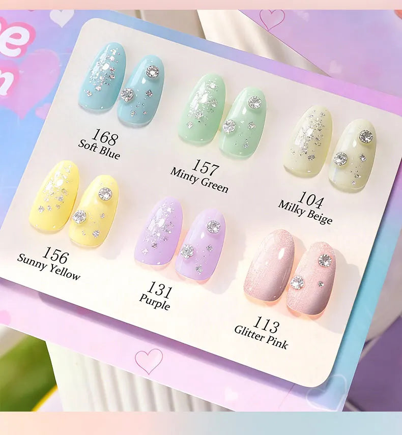 LIMEGIRL 6pcs/set Gel Nail Polish Ice Cream Color Vernis Semi-Permanent UV Gel Nail Art Varn Nail Polish Gel kit