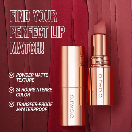 O.TWO.O Matte Lipstick Lip Tint 8 Colors Waterproof Long Lasting Non-stick Cup Sexy Highly Pigmented Velvet Lip Sticks Lip Stain