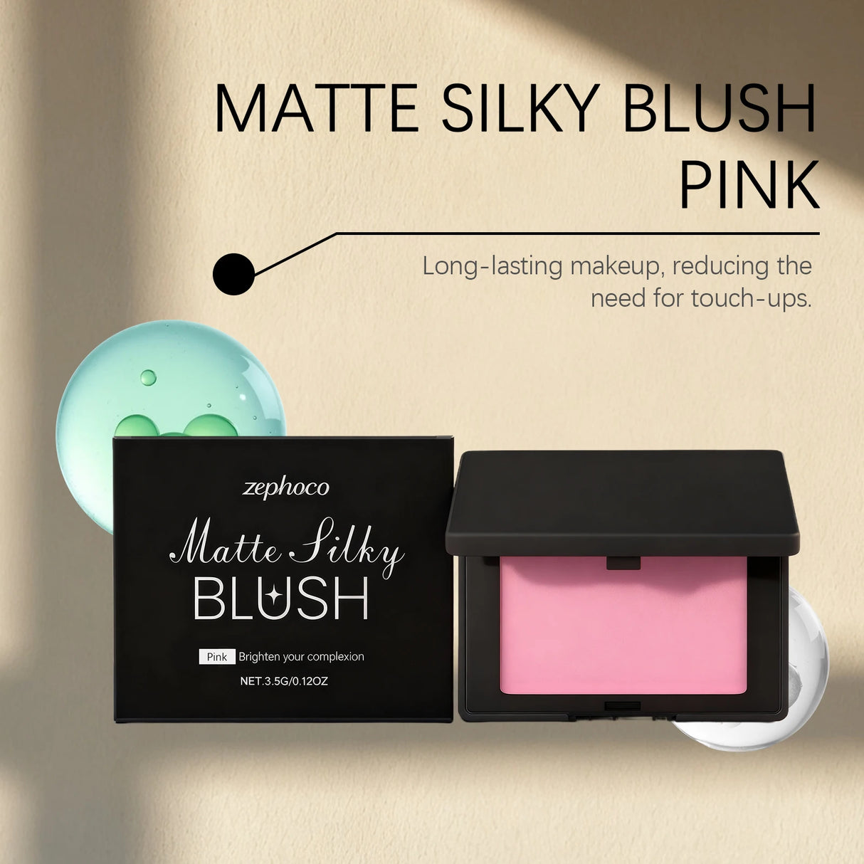 Multicolor matte silky blush, adheres well, long-lasting, easy to blend, gives a youthful, lightweight feel, perfect for everyda
