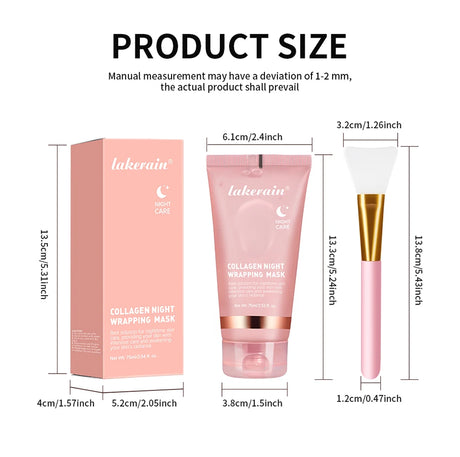 Collagen Wrapping Mask And Brush Set Rejuvenation Moisturize Brightening Korean Face Mask Make Glowy Skin Elasticity Facial Mask