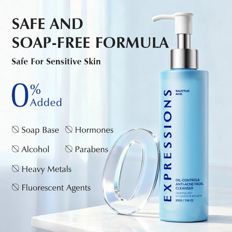 Korean Facial Cleanser – Salicylic Acid + Niacinamide, Blue Lotus & Lotus Extract for Fresh Clean & Oil-Balanced Skin