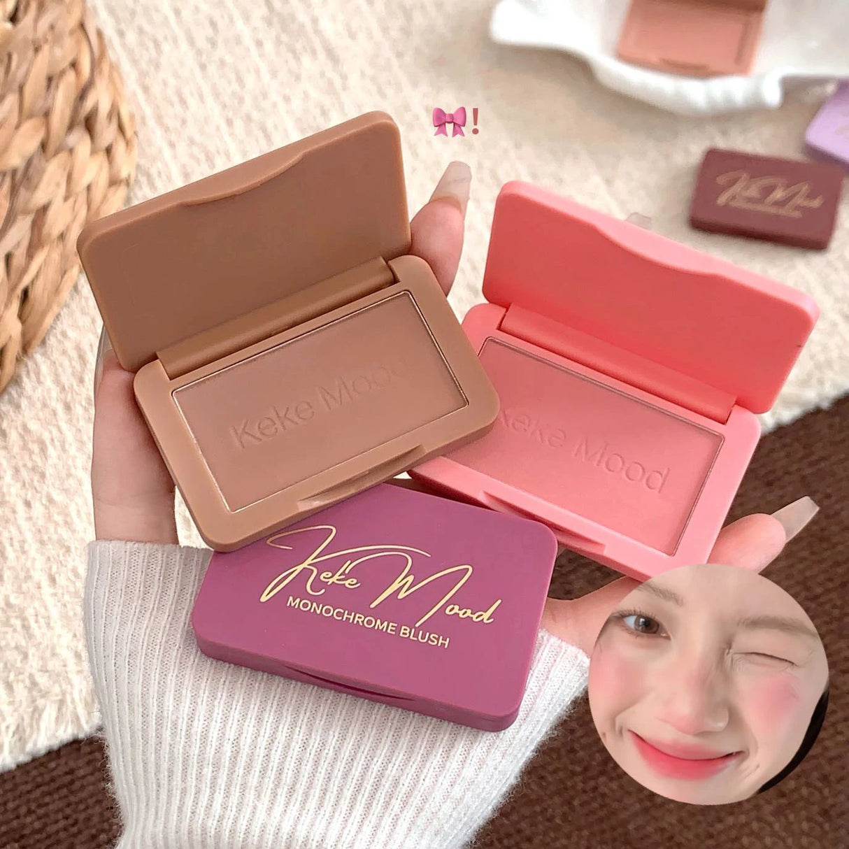 Monochrome Matte Blusher Palette Soft Silky Cheek Natural Facial Blush Rouge Plate Lasting Nude Low Saturation Powder Blush Disk
