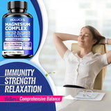 Magnesium Complex Capsules, Support Energy, Bone Strength, Restful Deep Sleep, Brain Health & Anxiety Relief