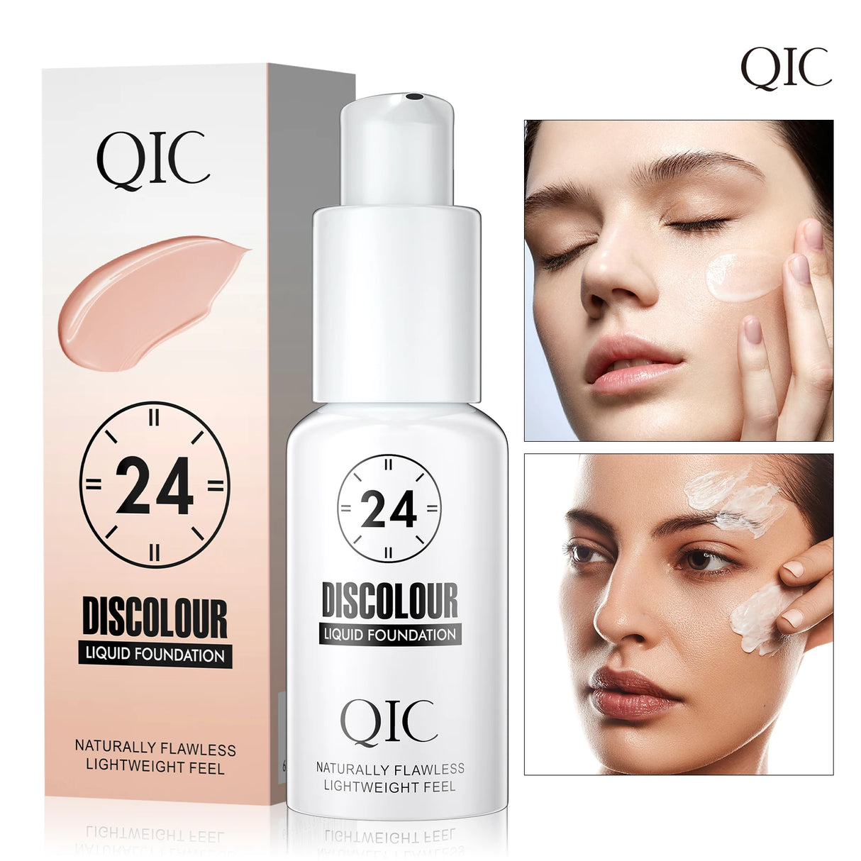 QIC 30ML Foundation Color Changing Makeup Base Nude Face Full Cover Matte Concealer Long Lasting Make Up Liquid Foundation Cream
