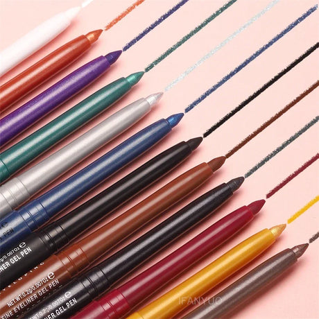 12-Color Fashion Eyeliner Pencil Smokey Punk Style Eye Liner Pen Long-lasting Waterproof Perform Stage Makeup Eyeshadow Stick