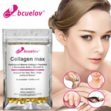 Bcuelov Collagen Max Hydrolyzed Marine Collagen Peptides Hyaluronic Acid + Vitamin C Supports Hair, Skin, Nails, Joints & Bones