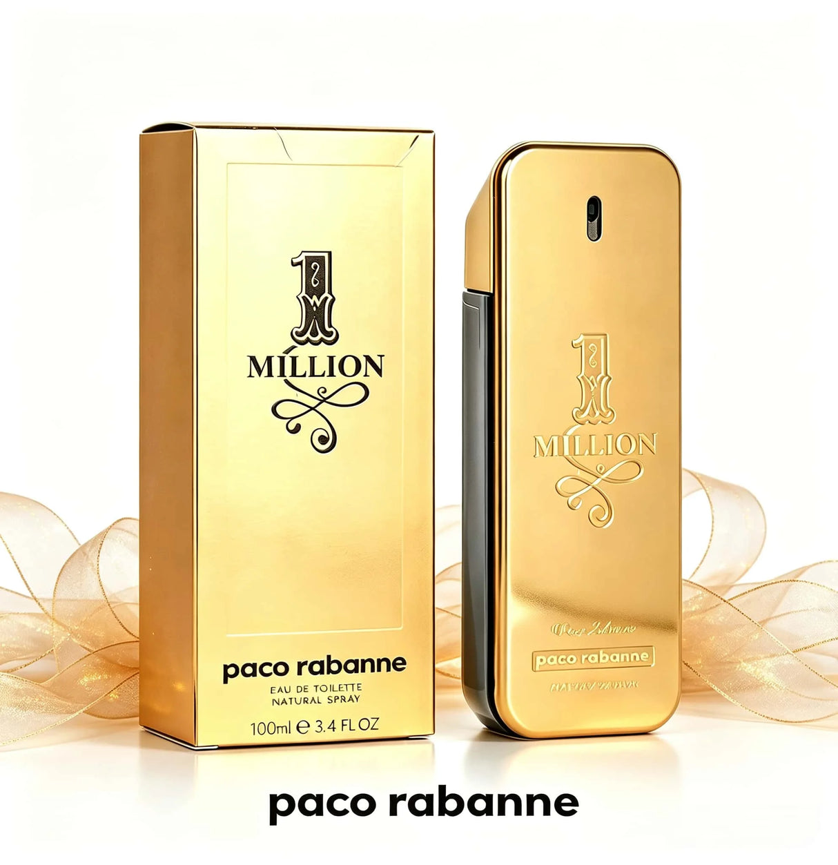 Paco Rabanne 1 Million Men Perfume EDT 100ml Luxury Spicy Woody Scent Iconic Gold Rectangle Bottle Male Cologne Spray Gift Packaging