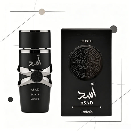 YARA LATTAFA Asad Elixir Eau De Parfum 100ML With Original Gift Box Long Lasting Intense Woody Oriental Fragrance Men Perfume Matte Black Silver Luxury Embossed Bottle Masculine Scent Business Holiday Gift for Him