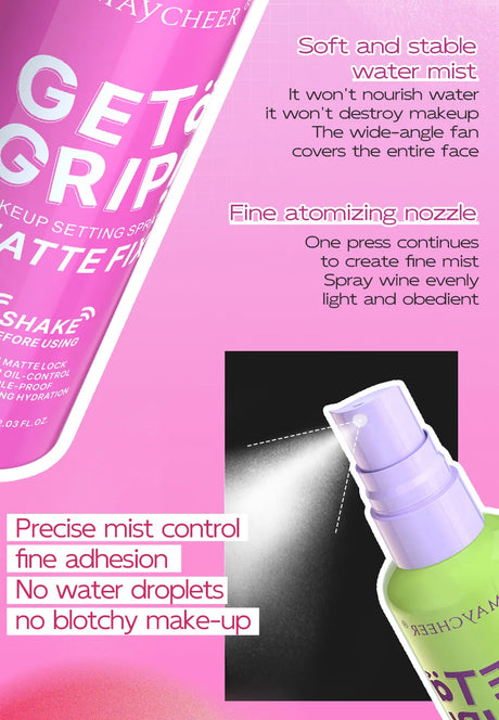 MAYCHEER Setting Spray Soft-focus Mist Matte Waterlight Oil Control Non-Smudging Non-Tight Waterproof 24H Long-lasting Cosmetics