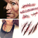 5/10pcs Halloween Scar Temporary Tattoo Stickers Red Blood Clot Face Tattoo Waterproof Cosplay Gifts For Men Women Party Decor