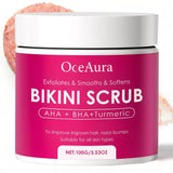 Bikini Area Exfoliator with 10% AHA+BHA & Turmeric For Bikini Underarm Area,Skin Moisturizing, Smoothing Exfoliating Body Scrub