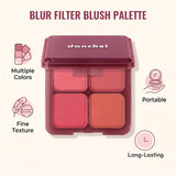 4 Shades Blush Palette Matte & Shimmer Two Textures Rich Pigment Long-wear Soft Blur Finishing Compact Blush Daily Cheek Makeup