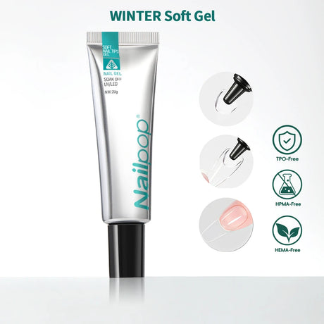 Nailpop Pro Soft Nail Tips Gel Glue 20g Adhesive Fake Nails Long Lasting Soak Off UV Gel Nail Polish Manicure Products for Nails