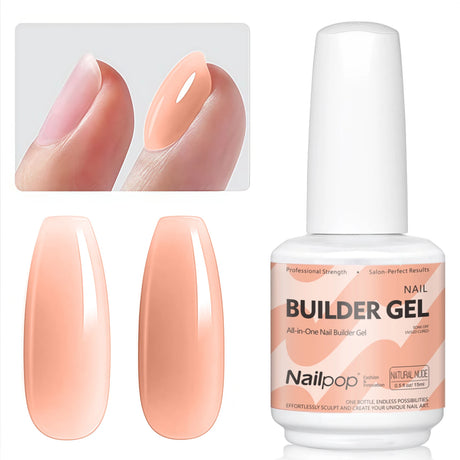 Nailpop 15ml Builder Gel Nail Polish for Nail Apex & Extension Strengthener Upgraded Soak Off UV Gel Rhinestone Glue 4 Colors