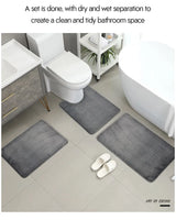 Three Piece Toilet, Bath Floor Mat, Shower Mat, Bath Absorbent Mat, Non Slip Carpet, Soft and Comfortable, Laundry Room.