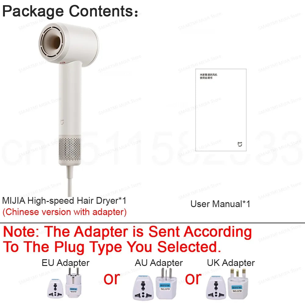 2026 New MIJIA High-Speed Hair Dryer,110000rpm,62m/s Powerful airflow,8 Airflow Mode,347g 4 Color,CN Version With Adapter