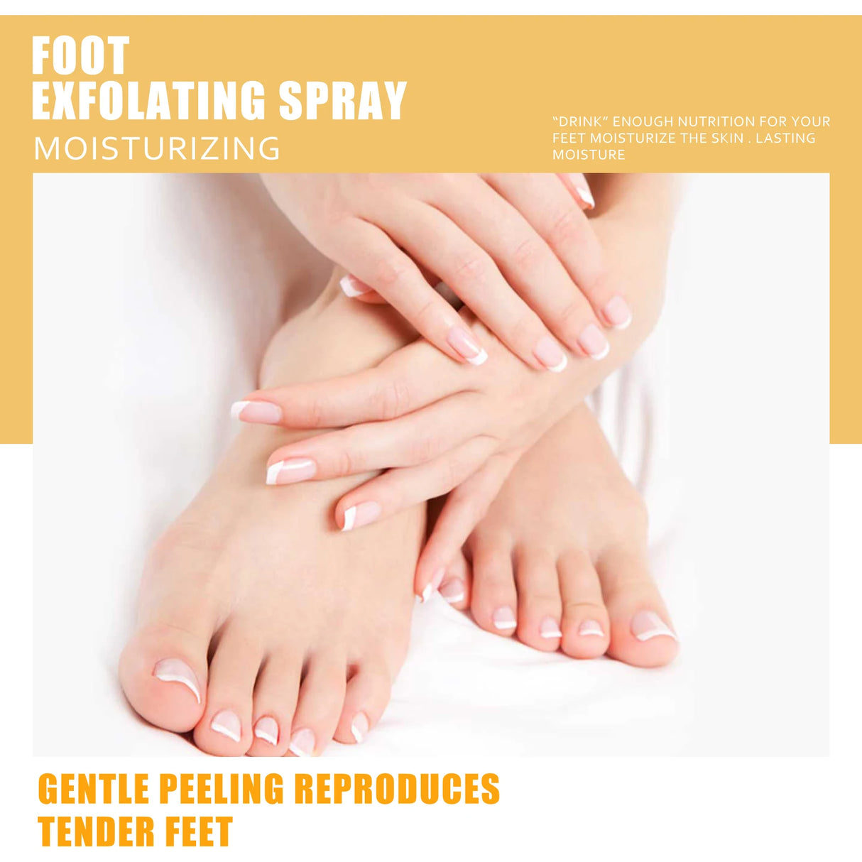 Ouhoe Foot Exfoliating Spray 72H Moisture Lock Callus Softener Anti Dry Crack Repair Odor Control Brightening Foot Care Liquid