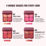 4 Shades Blush Palette Matte & Shimmer Two Textures Rich Pigment Long-wear Soft Blur Finishing Compact Blush Daily Cheek Makeup