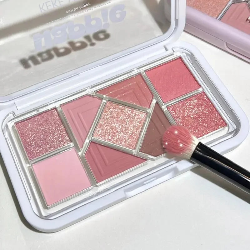 Mint diffuse pink blue small pink frame nine-color eyeshadow palette low saturation clear mint green pearl matte gentle pure des