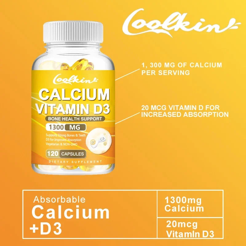 Calcium + Vitamin D3, Promotes Bone Health and Immune Support, Enhances Carbonate Absorption, Dietary Supplement