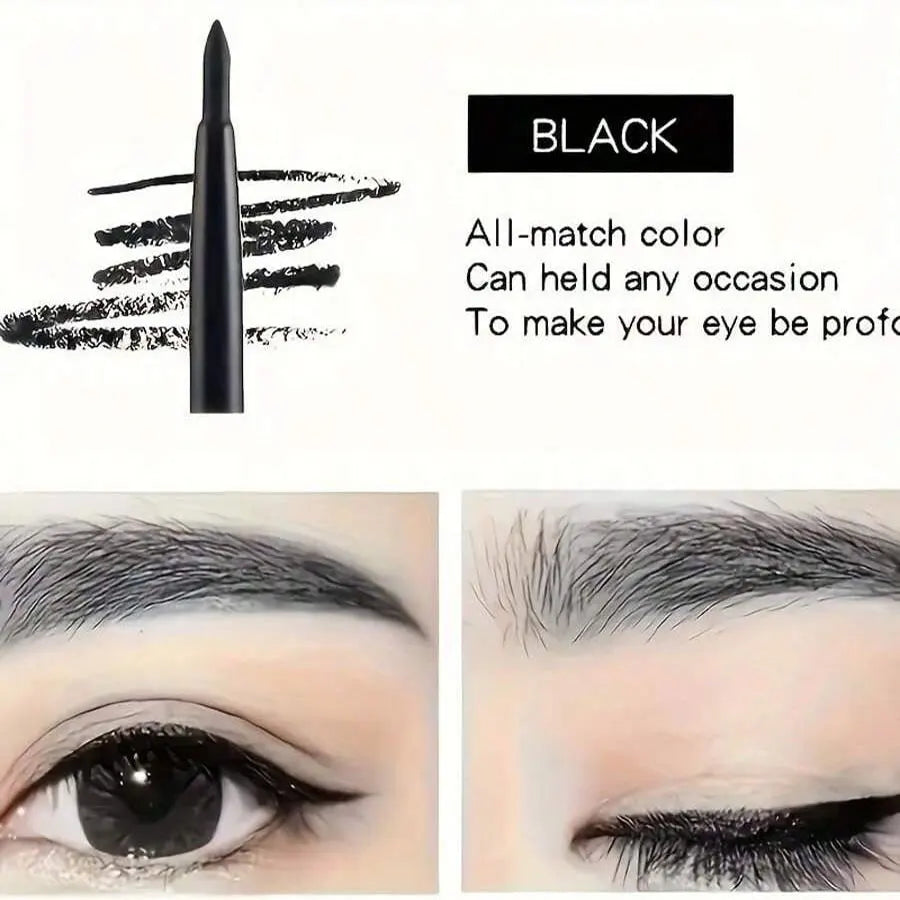 5Pcs Black Eyeliner Pencil Set - Waterproof, Long-Wearing, Easy Twist-up Application for Perfect Eye Makeup