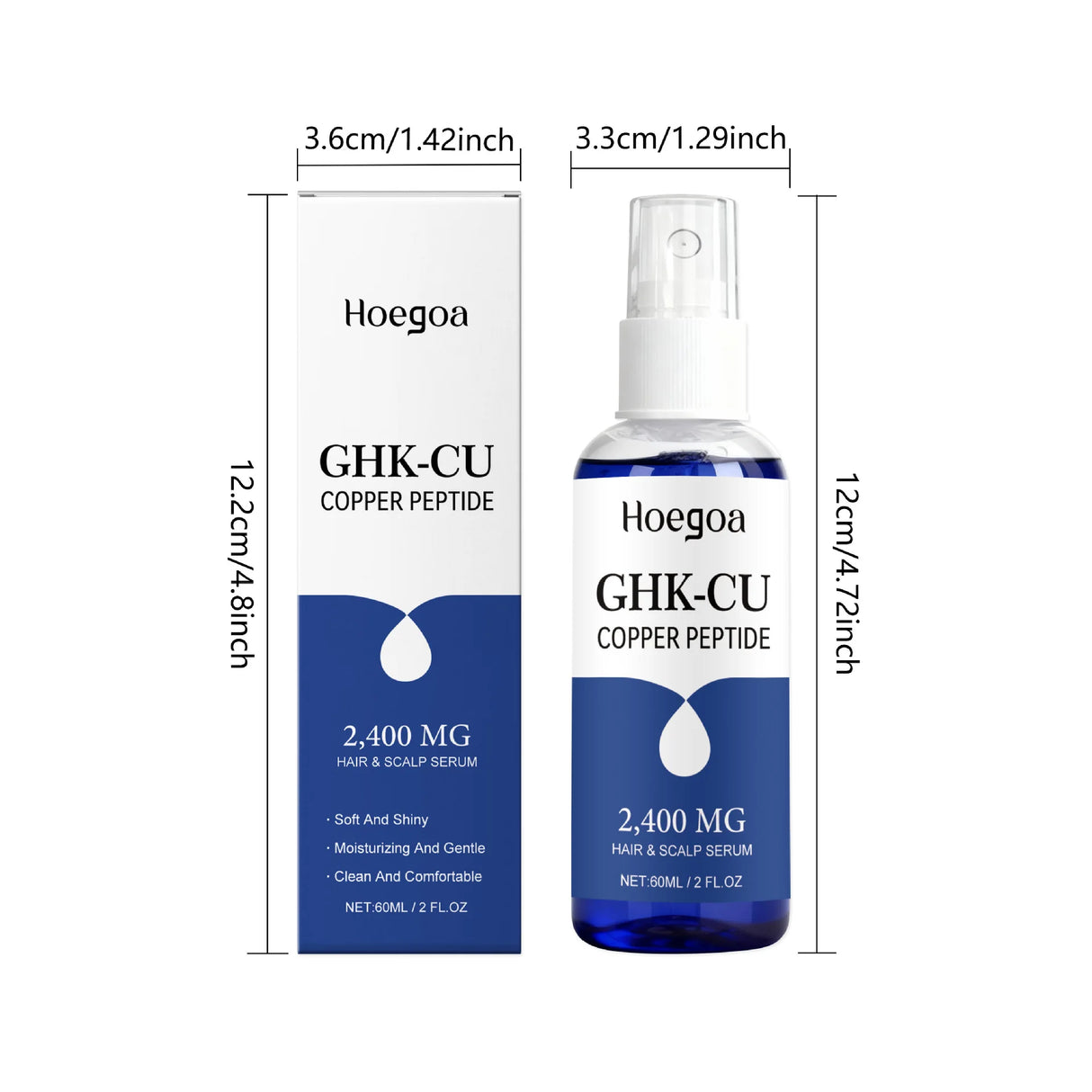 Ghk-Cu Copper Peptide for Hair Growth Scalp Serum Moisturizer Spray Fast-Absorbing Softness Shine Advanced Regrowth Treatment