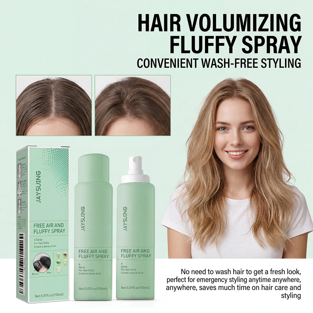 Volumizing Dry Shampoo Spray Oil Control Refreshing No Wash Instant Volume Lightweight Fluffy Root Lift Hair Mist All Hair Types