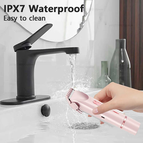 Women Electric Shaver Dual Head Bikini Trimmer Waterproof Body Hair  Trimmer Facial Hair Remover for Bikini Underarm Leg Arm