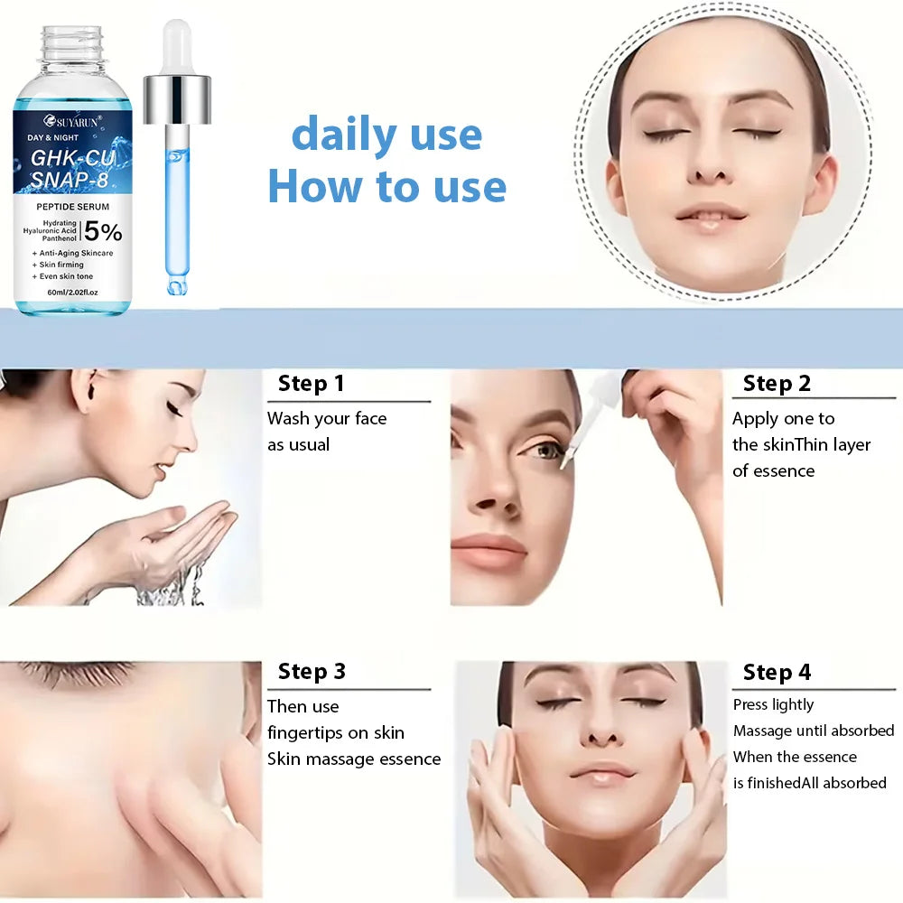 SUYARUN Anti-Aging Peptide Serum | GHK-Cu & SNAP-8 Formula for Day & Night Firming Treatment.