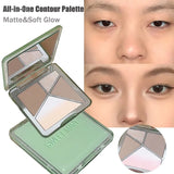 All-in-One Contour Palette Makeup Pearlescent Highlighter&Matte Nose Shadow Shimmer Sculpt&Define Beauty Natural Finish Cosmetic