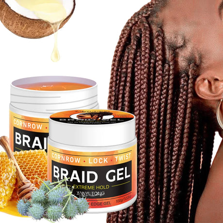 Styling Braiding Gel Wax Carbomer Long Lasting Strong Hold Pomade Anti-Frizz Smooth Hair Finishing Shaping Hair Edge Control