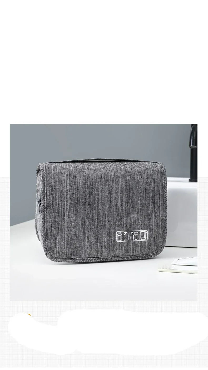 Waterproof Oxford Hanging Travel Toiletry Bag, Portable Cosmetic Makeup Organizer for Men Women