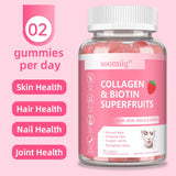 Collagen Gummies with Biotin for Hair Growth,Brightening Skin,Nails,Bones,and Joints-Suitable for Unisex,60 Gummies