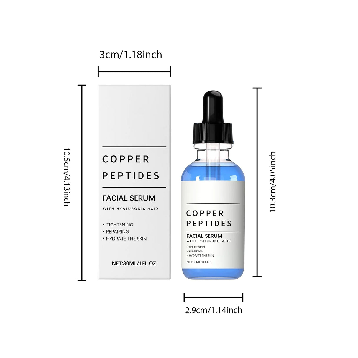 Copper Peptide Serum Hyaluronic Acid Tighten Skin Barrier Repair Deep Hydration Antioxidant Sensitive Dry Skin Face Serum 30ml